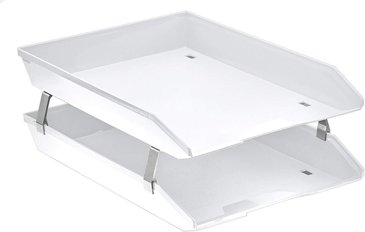 Letter Tray Facility 2 tier Brievenbak Voorste Lade Papiersorteerder Kunststof Bureaublad Bestandsorganisator (Wit Kleur)