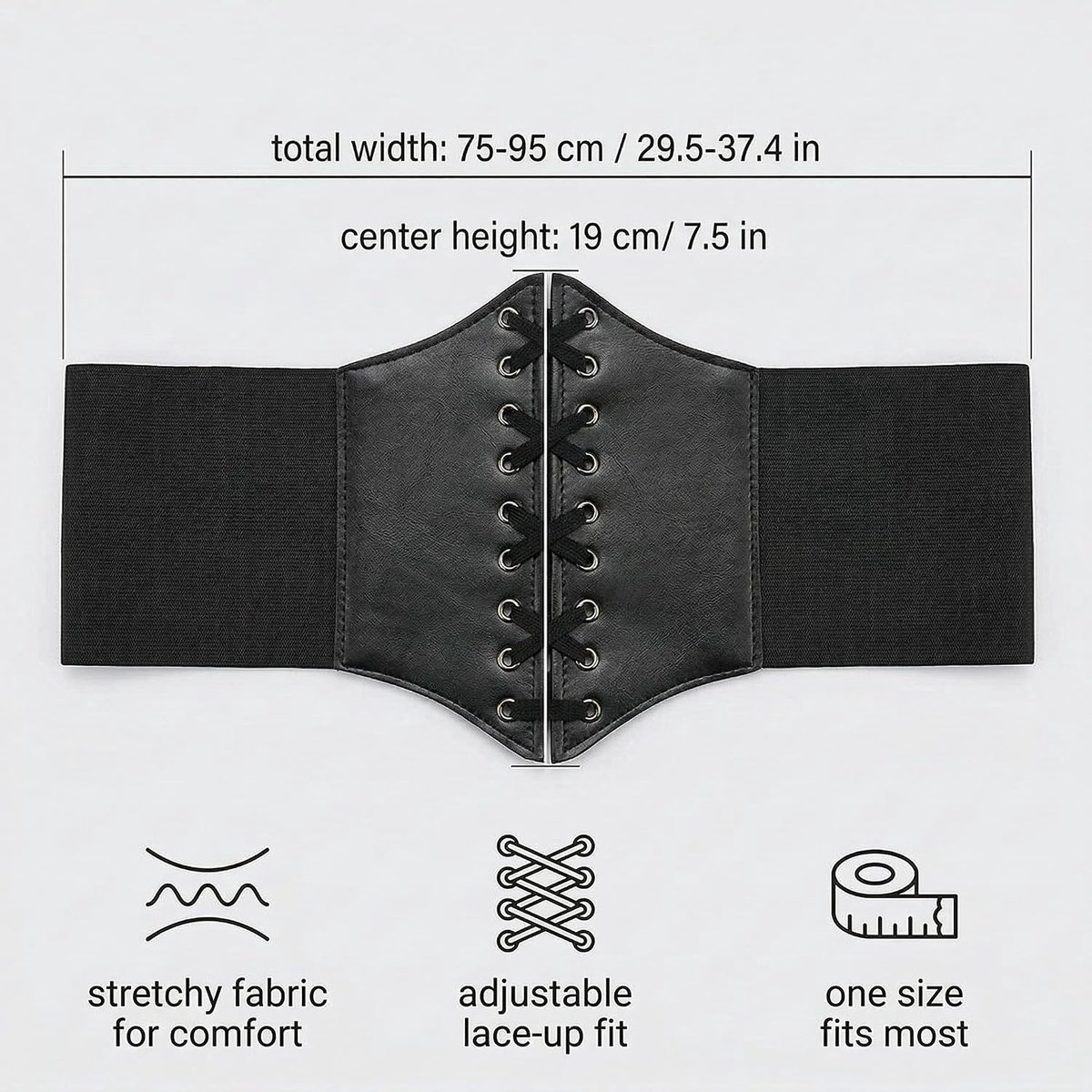 1 stuk zwart korset voor dames, retro elastische riem, verstelbare brede riem, vintage korset, veterriem voor piratenkostuum