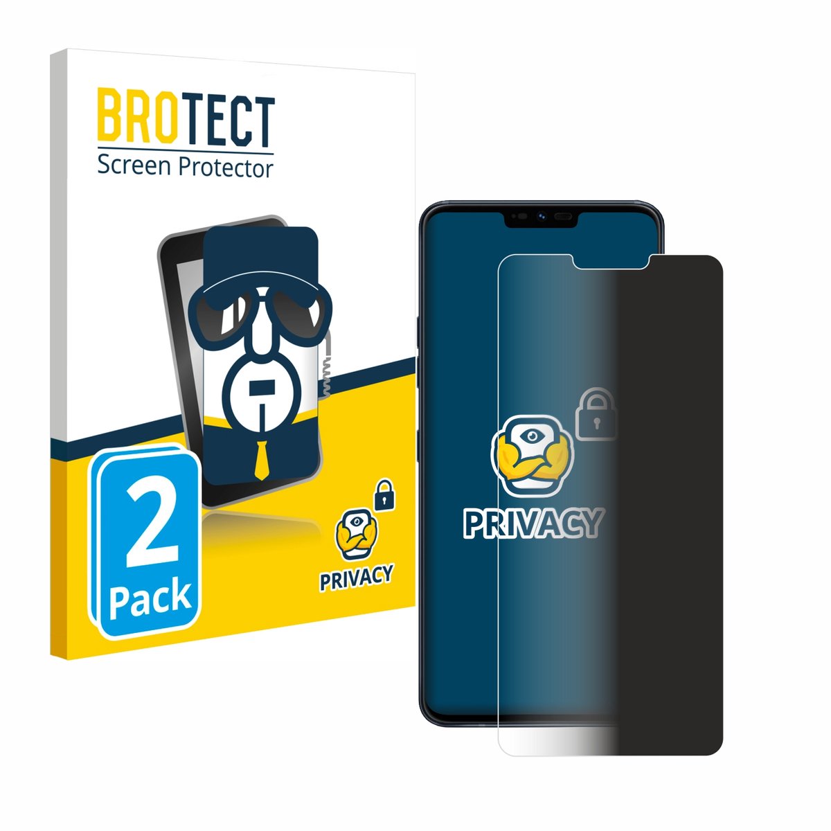 BROTECT - privacy screenprotector voor LG G7 One - Folie Beschermfolie Blauwlichtfilter 2 Stuks
