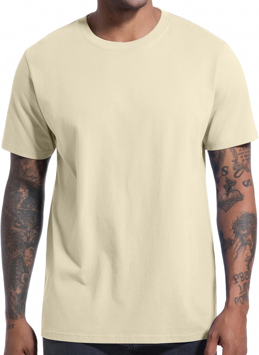Heren T-shirt 210 GSM middelgewicht 100% katoen (voorgewassen) - zachte en comfortabele stof klassiek basic T-shirt - effen kleur