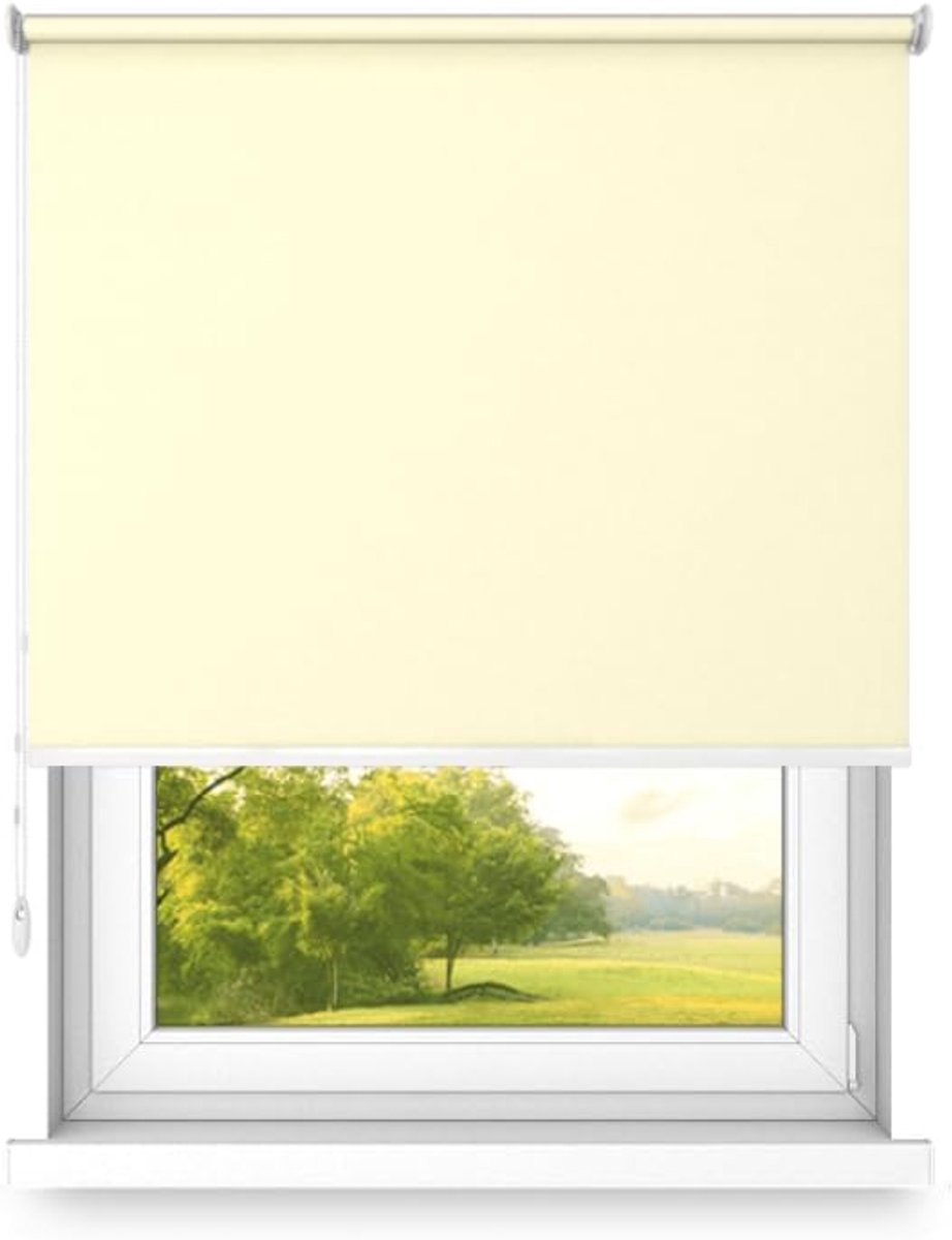 Verduisteringsrolgordijn Vrijhangend rolgordijn zonder cassettemuur of plafondmontage UV-bescherming Thermische eigenschappen Solide 90x180 cm Vanille - links