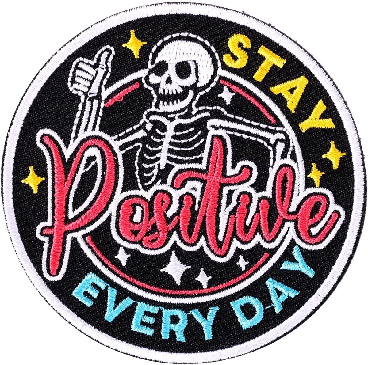 Skeletborduurwerk Van Stof, Grappige Positieve Schedelpatches Om Op Te Naaien Doe-Het-Zelf-Knutselwerkjes Accessoires voor Kleding Tassen Hoeden Jassen Rugzakken en Broeken