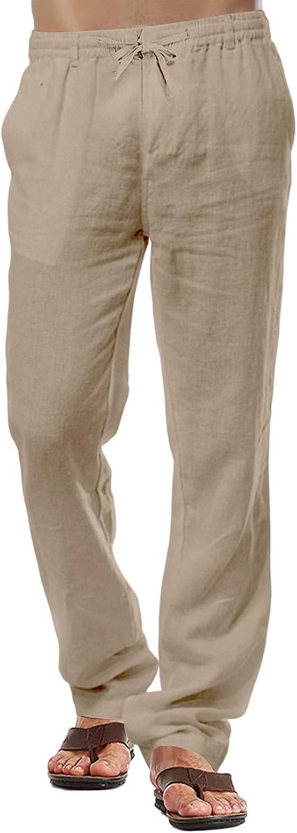 Herenbroek, casual katoenen broek, zomerstrandbroek, lichtgewicht broek met trekkoord