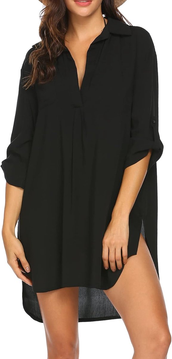 Strandjurk voor dames, bikini, cover-up, strandponcho, zomer, badmode, strandbedekking, shirt