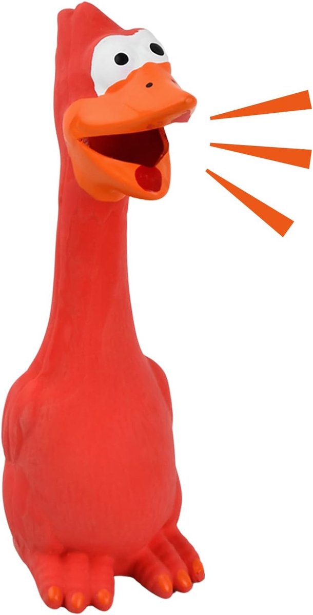 Piepend hondenspeelgoed, rode toekan, latex rubber, kip, hondenspeelgoed voor grote en kleine honden, bijt- en slijtvast kauwspeelgoed voor honden, gemakkelijk te klinken