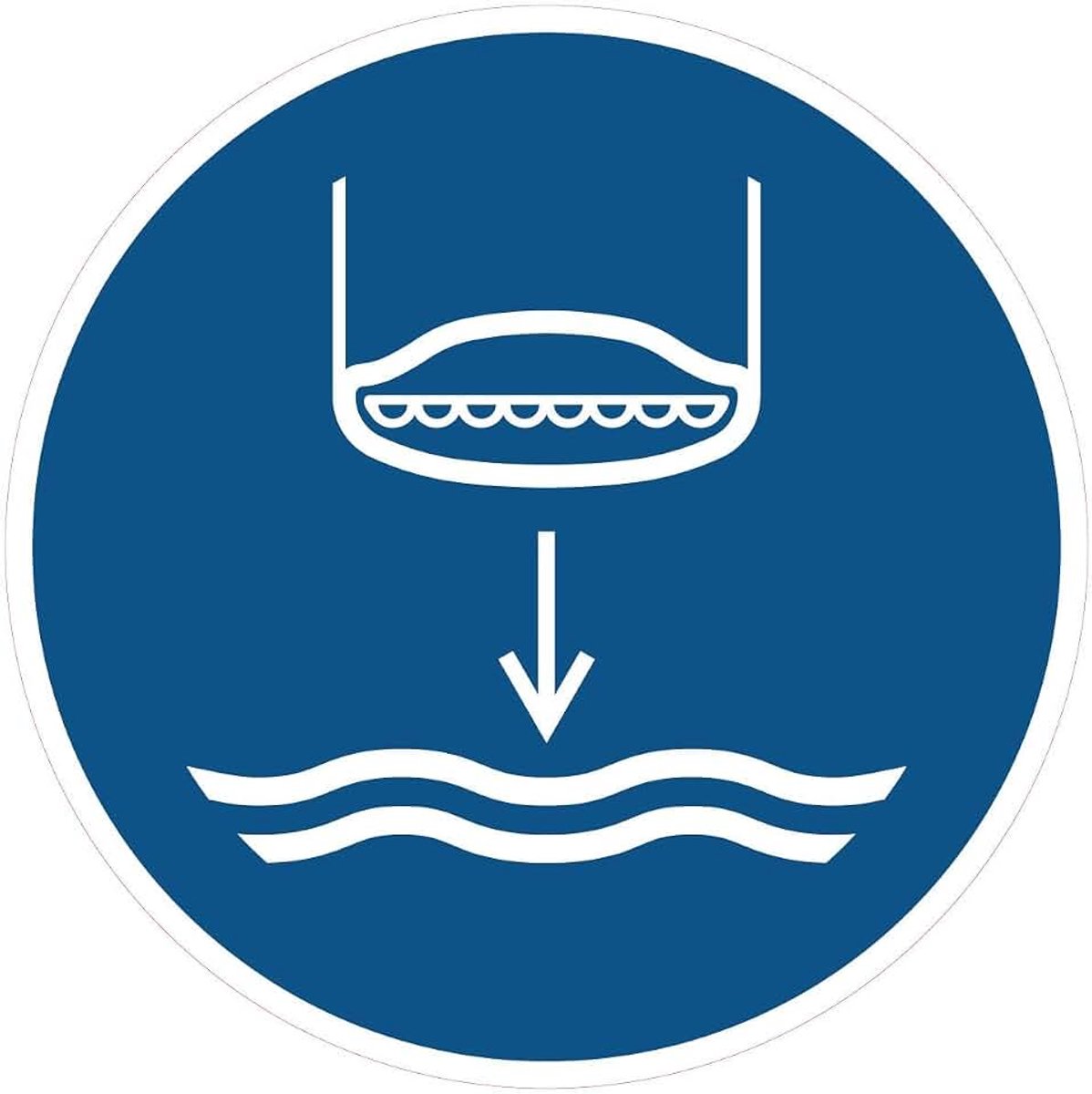 15 Stickers van 5 cm | Blauw Gebod Reddingsboot te Water Laten Pictogram Sticker - Veiligheid op het Water | Pictogram sticker