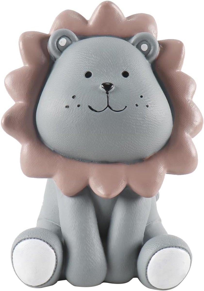 Lion Spaarpot, een decoratieve, herbruikbare spaarpot geschikt voor jongens en meisjes (grijs).