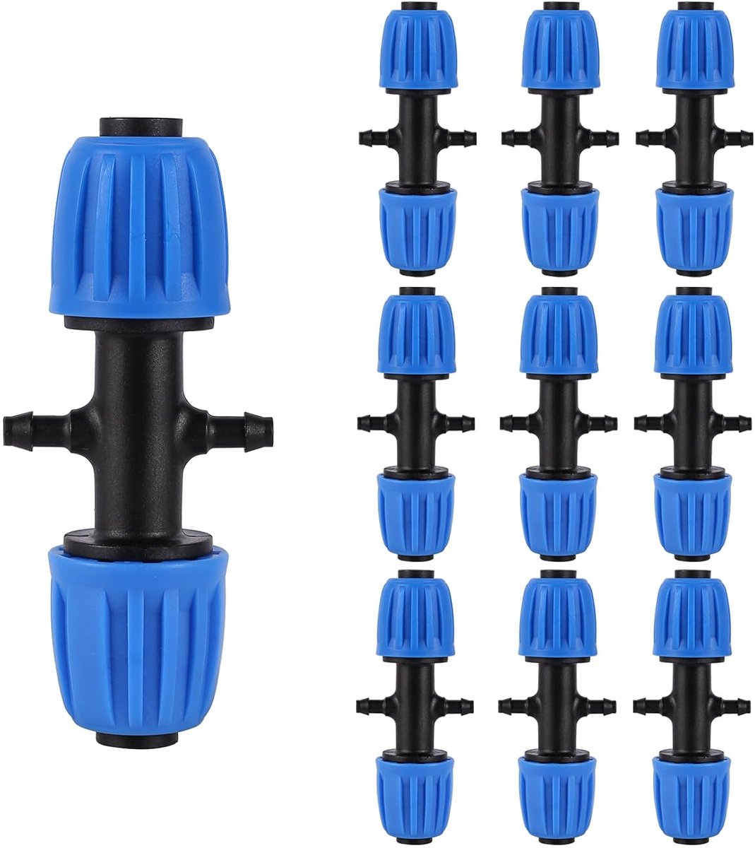 1/2 tot 1/4 inch 4-weg steekschroefverbinding, irrigatiebuis variabele diameter verbindingsstukken, voor 1/2 inch (OD 0,620 in.ID is 0,520. In) (10 stuks blauw)