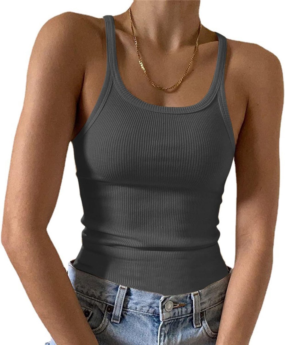 Top dames sexy mouwloos onderhemd geribbelde tank top basic effen camisole zomer bovenstuk