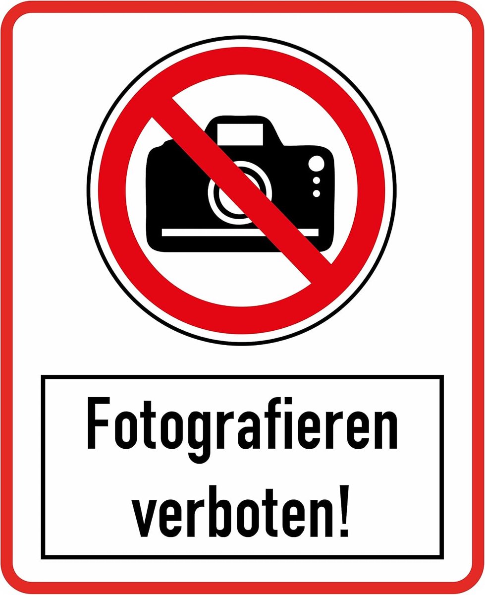 verboden stickers 20 x 16 cm foto´s camera's instructieteken veiligheidssignaal sticker T-35