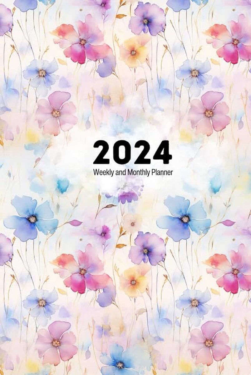 Weekly and Monthly Planner (6" x 9"): Jan-Dec 2024 With Light Purple and Blue Floral Cover