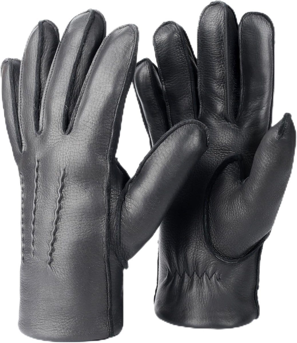 Handschoenen heren - zeer zachte hertenleren handschoenen met kasjmier binnenvoering - Leather Gloves Men - heren winterhandschoenen van leer