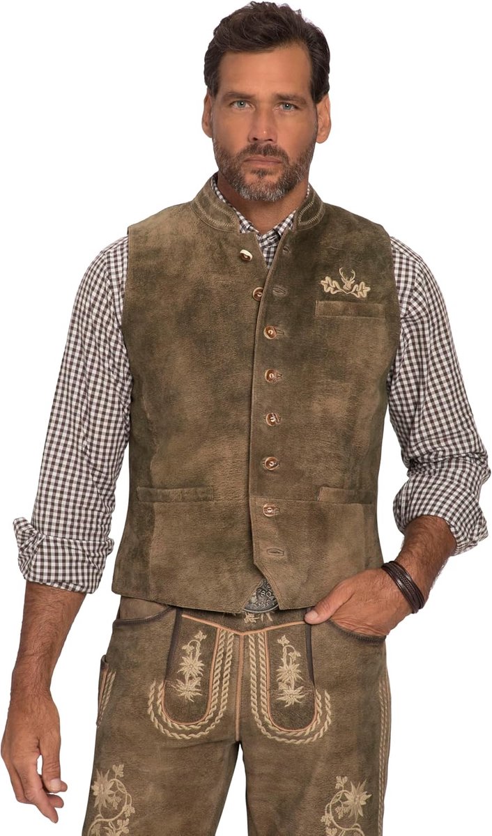1880 Vest, Geitensuède, Klederdracht, Opstaande Kraag heren Gewatteerd vest
