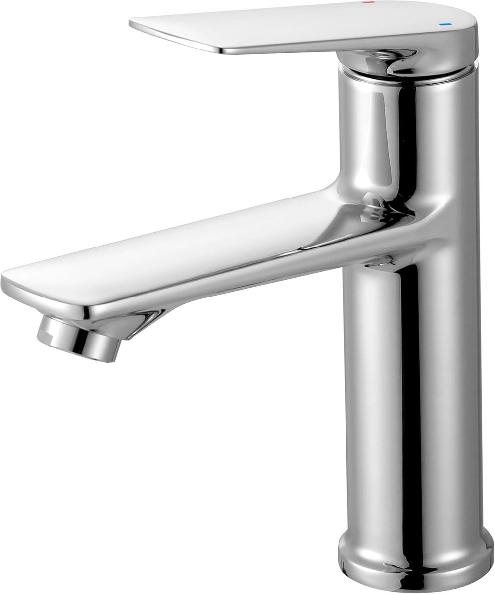 Kraan Badkamer Wastafelkraan, Eengreepsmengkraan Hoge Druk Wastafelkraan met Keramische Cartouche voor Badkamer, Wastafelkraan, Geborsteld Nikkel