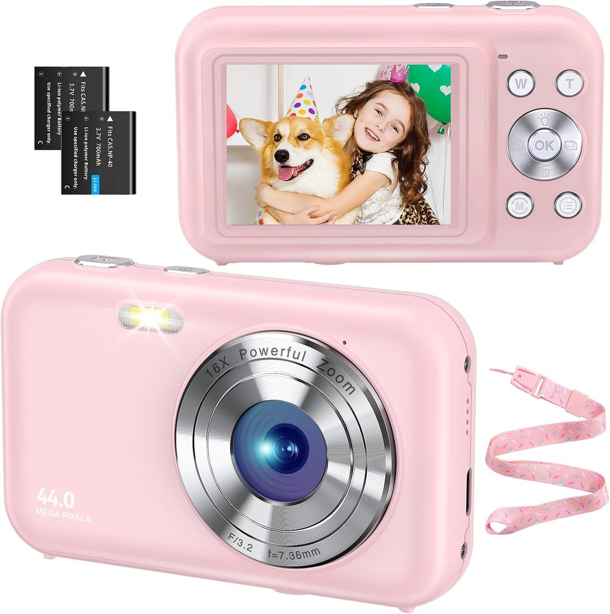 camera FHD 1080p 44MP fotocamera ultradun fotoapparaat digitale camera met batterijen eenvoudige en draagbare digitale camera voor kinderen, jongens, meisjes, studenten, beginners, senioren