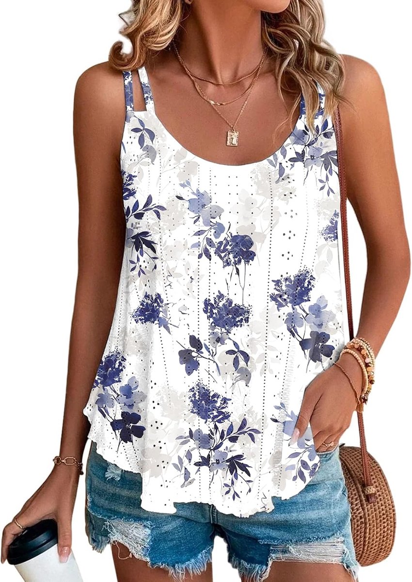 Tanktop, sexy zomertop voor dames, mouwloos T-shirt, spaghetti cami bovenstuk, zomermode, shirt met ronde hals, blouses, basic tops