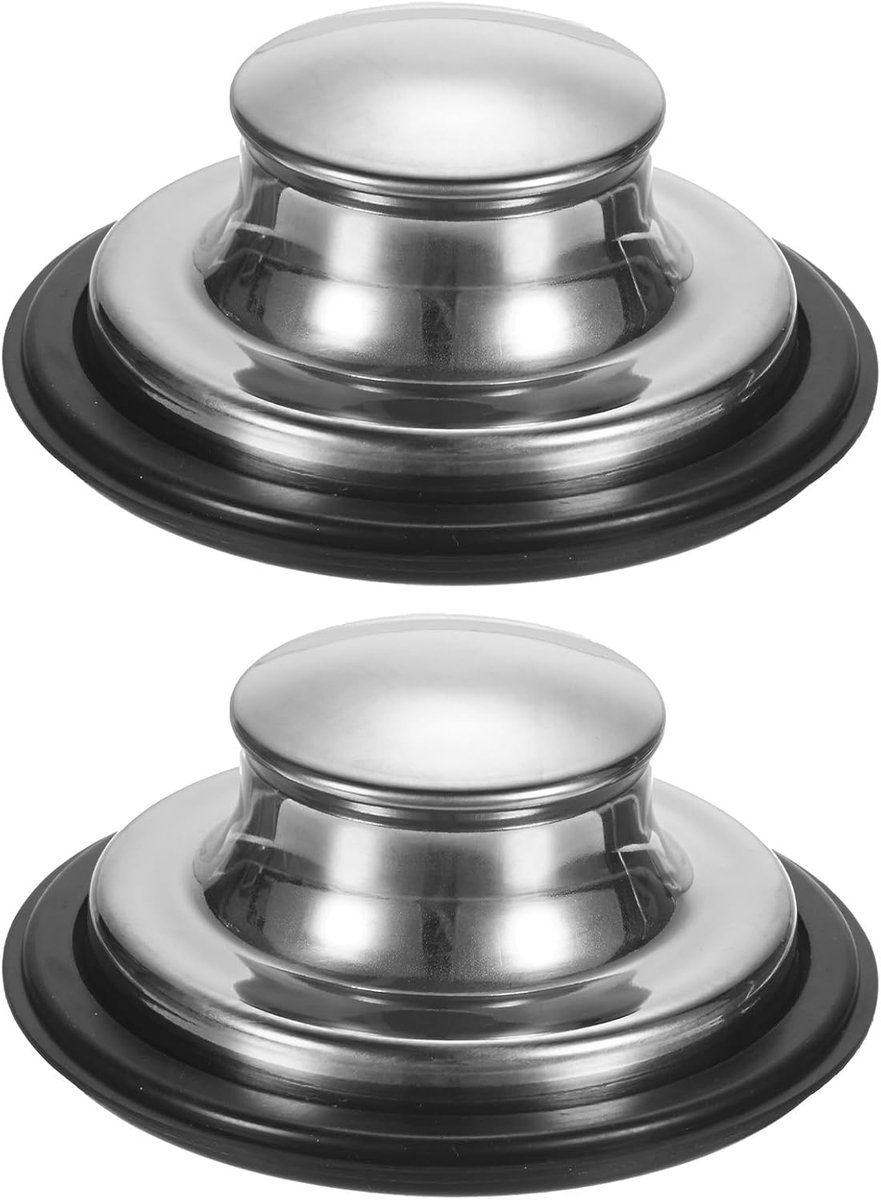 METERXITY Set van 2 gootsteenstoppen, 3-3/8 inch roestvrijstalen afvalstop, universele gootsteenstophoes past op standaard keukenafvoer met een diameter van 3-1/2 inch [zilver]