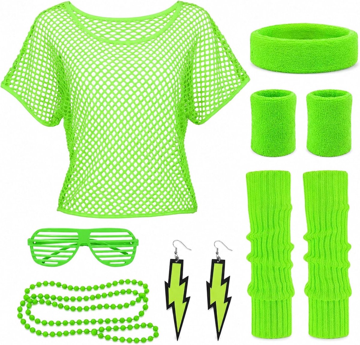 80-kostuum voor dames, neon, jaren 80, kostuumaccessoires voor dames en meisjes