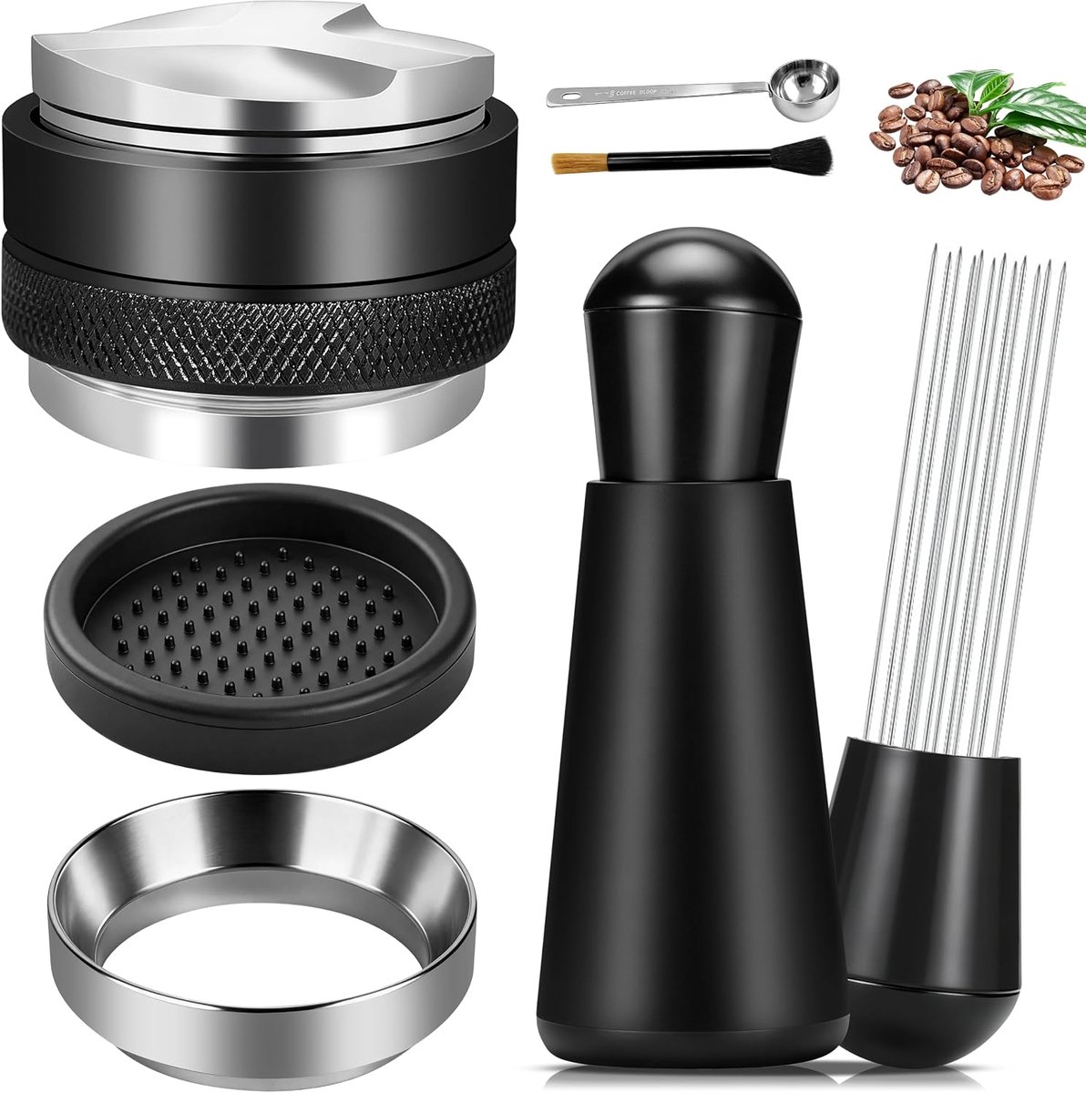 Distributor, dubbele kop espresso tamper set 58 mm, 4 stuks