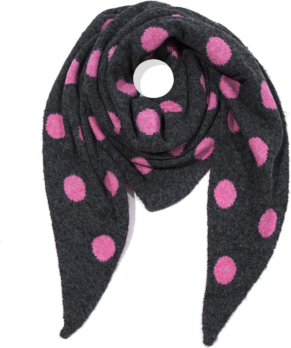 irisaa Sjaal voor dames, stippenpatroon, zachte pluizige dekensjaal met polkadots, driehoekige doek, winterhalsdoek voor vrouwen, heren en kinderen, lang behaaglijk