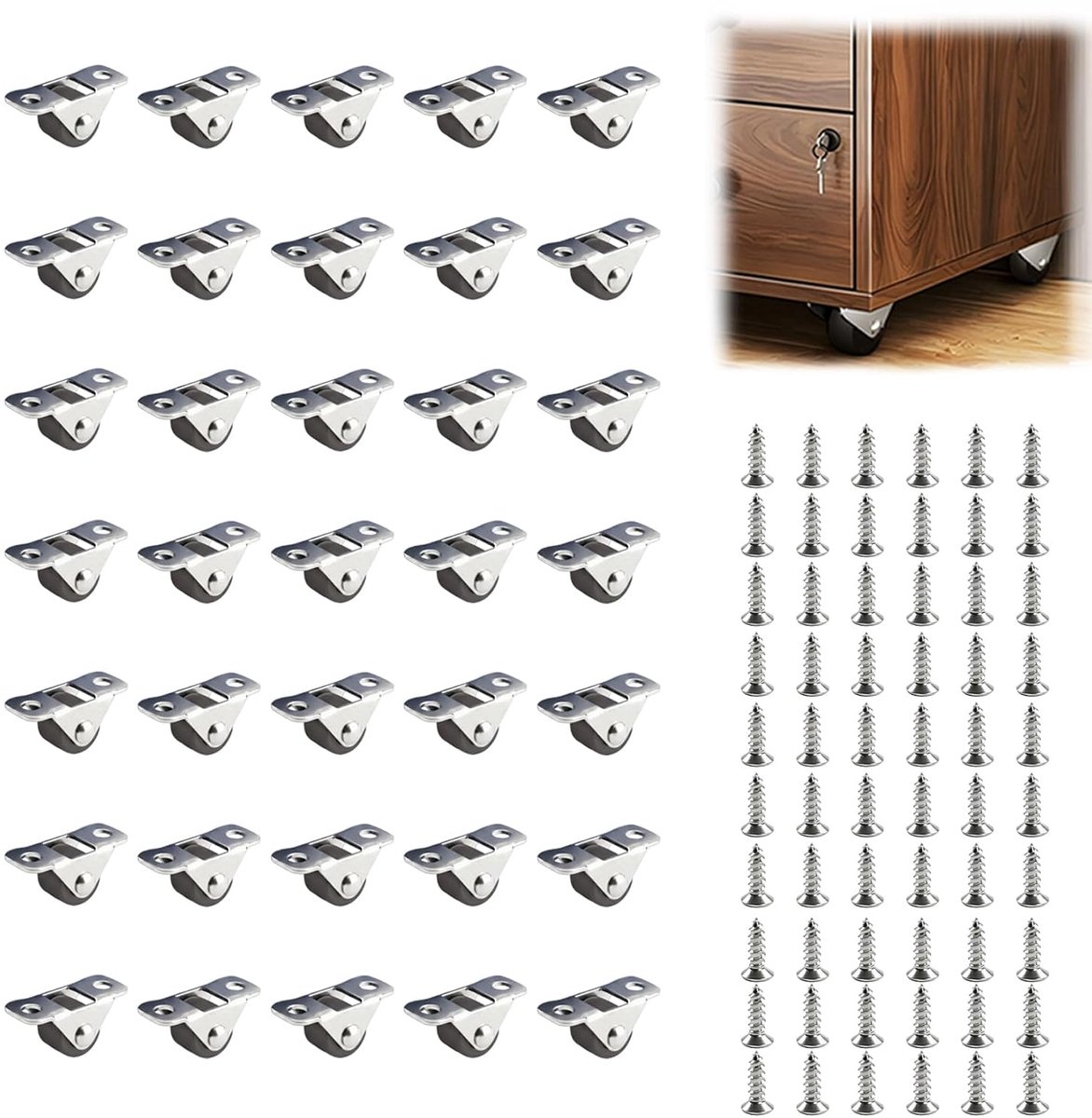 Mini meubelwielen 12mm - rubber wielen - 30 stuks - ideaal voor meubels en gereedschapskisten - ShopVlot