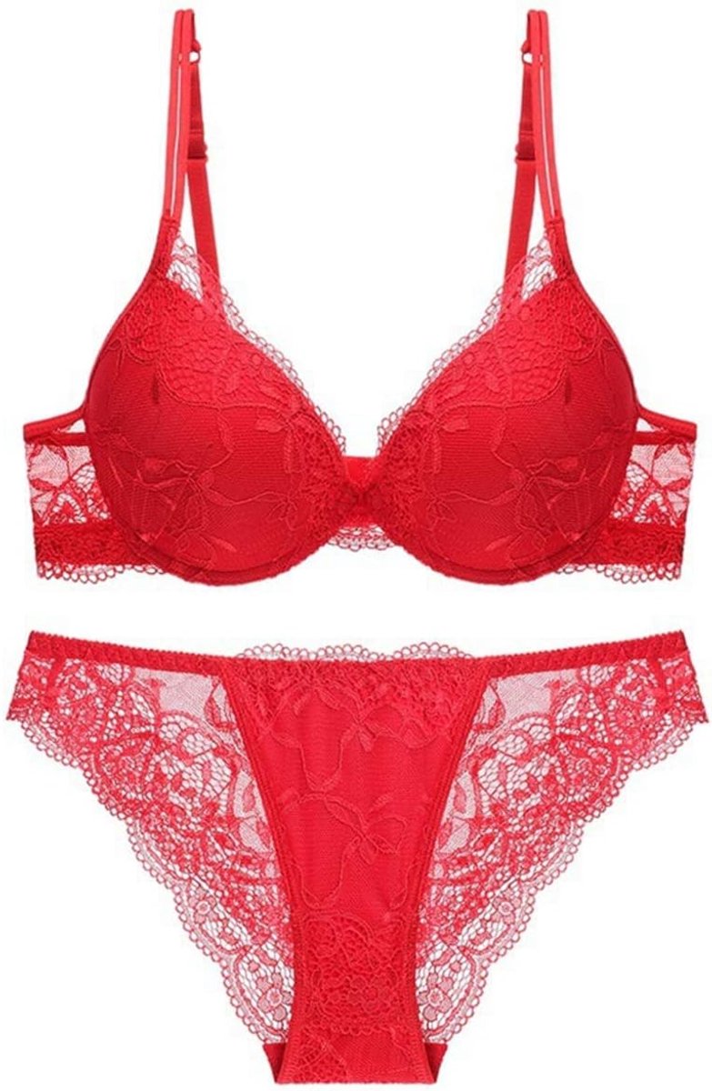 Bras Voor Vrouwen Kant Push Up Gewatteerde Onderdraad Lift Up Ondersteuning Dagelijkse BH Set