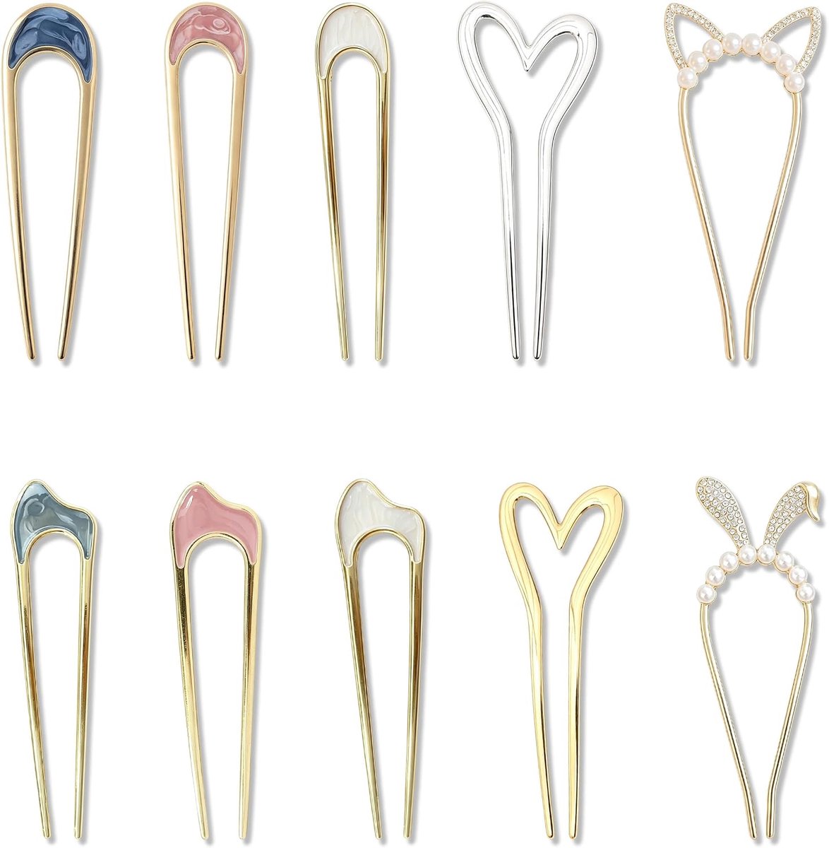 Haarspelden, Meerkleurige Franse Haarspelden in 4 Stijlen, Metalen Haarspelden voor Vrouwen en French Twist Haarspeld voor Bruiloft Feest en Afspraak