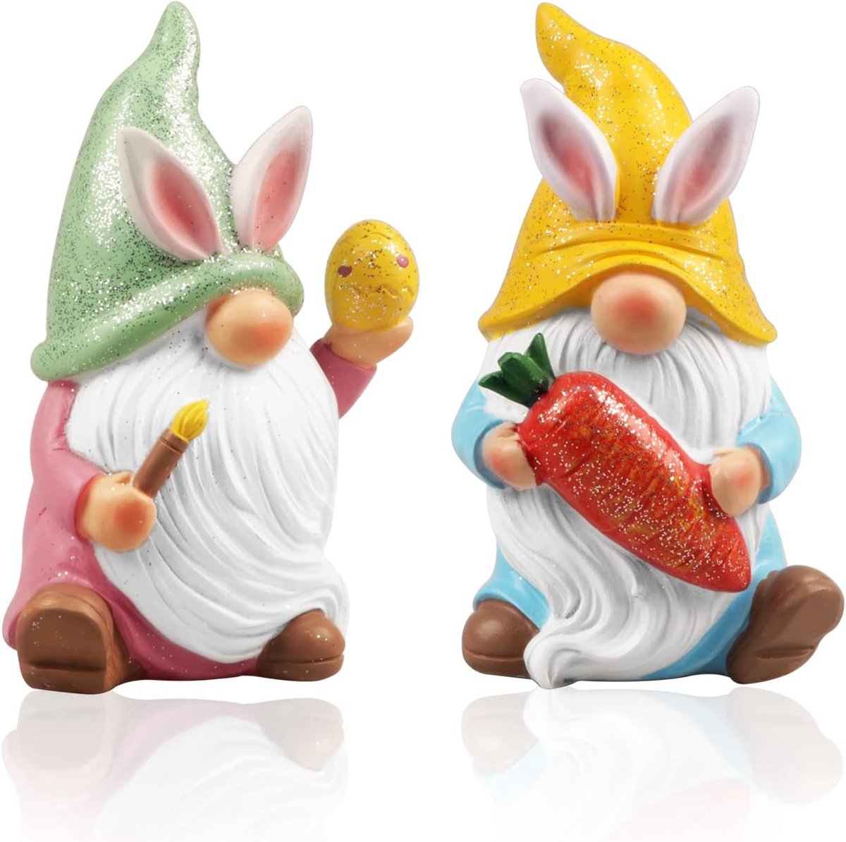 2 stuks GNOME Pasen hars met glinsterend poeder kabouter figuren Pasen hars kabouter decoratie Pasen voor thuis tafel diered tray plank decor