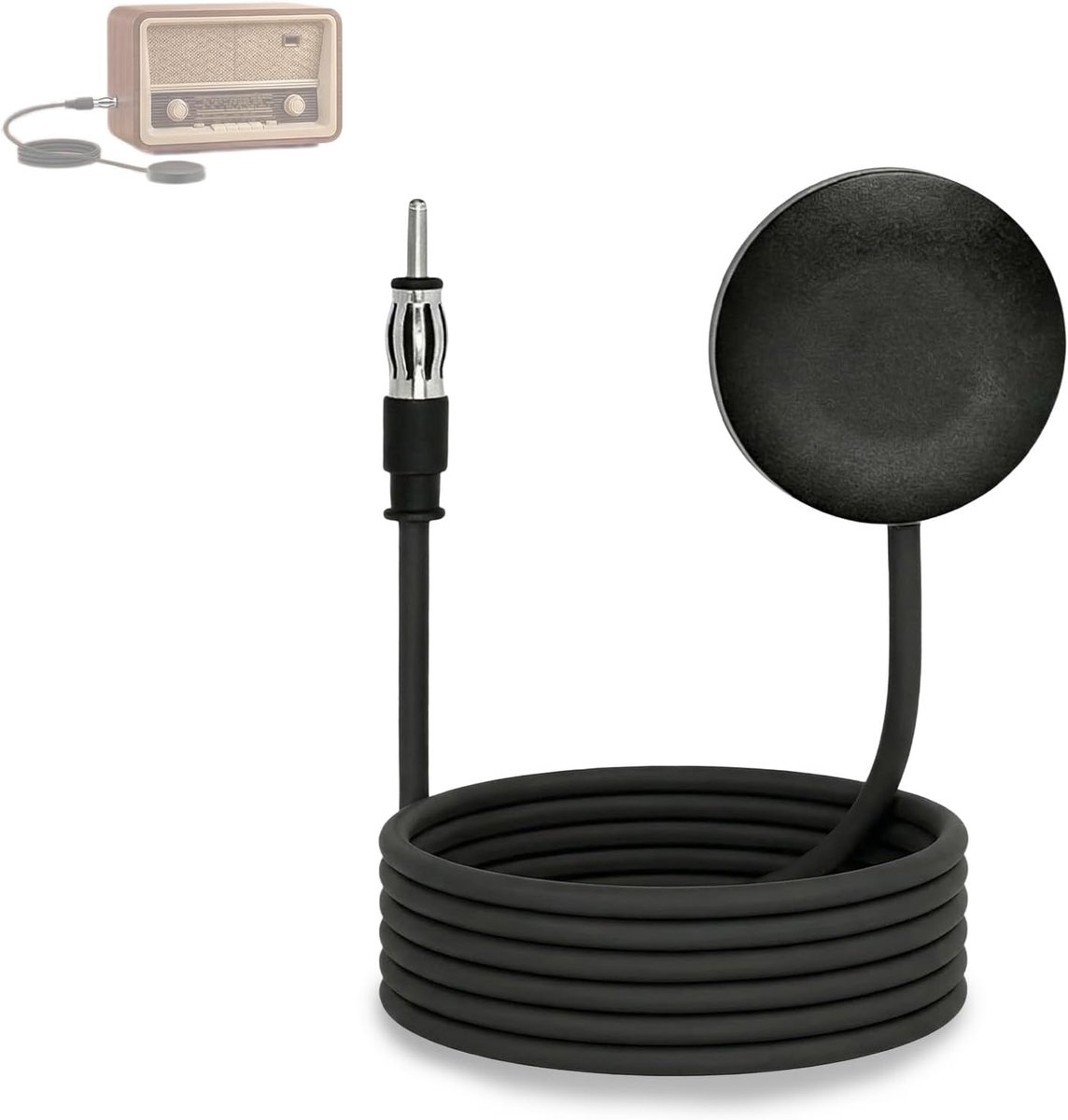 FM Universal voor autoraadio, Autoantenne kort met DIN-stekker & 3M-verlengingskabel, geschikt voor voertuigen, vrachtwagens, SUV's, radio stereo