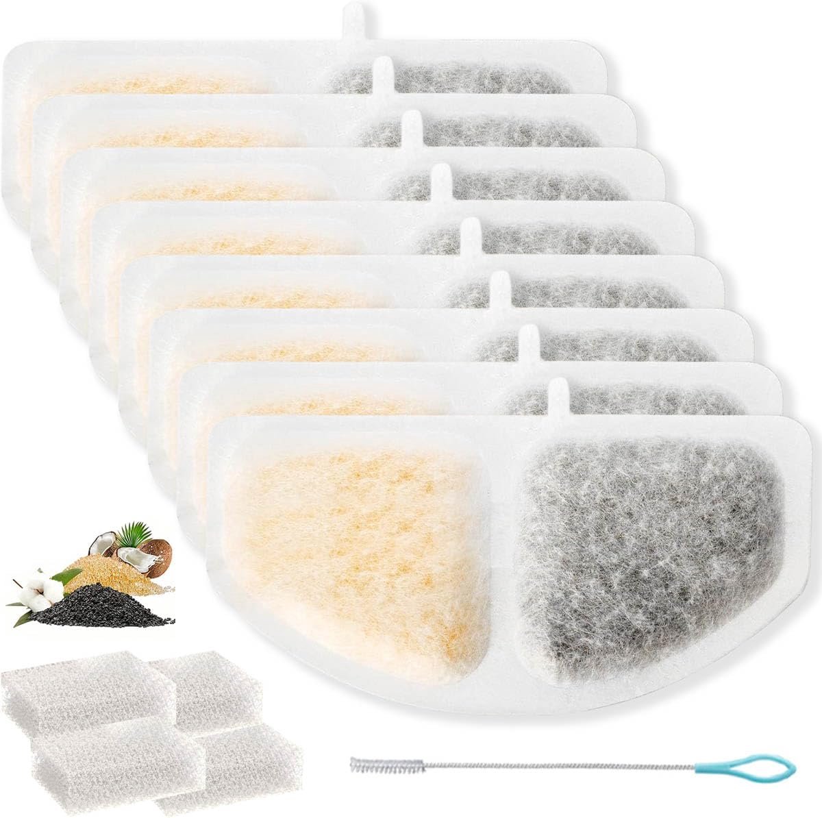 8 Stks Kat Water Fontein Filter voor HM-02 Cat Water Fontein Compatibel voor oneisall HM-02 2.5L voor Drinken met 4 Stks Pomp Filter & Schone Borstel