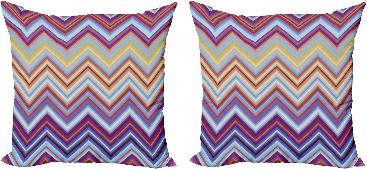 ABAKUHAUS Kleurrijk Sierkussenhoes Set van 2, Chevron Kleines Strikes, Modern Accent Dubbelzijdige Digitale Print, 40x40, Lila Khaki Blauw