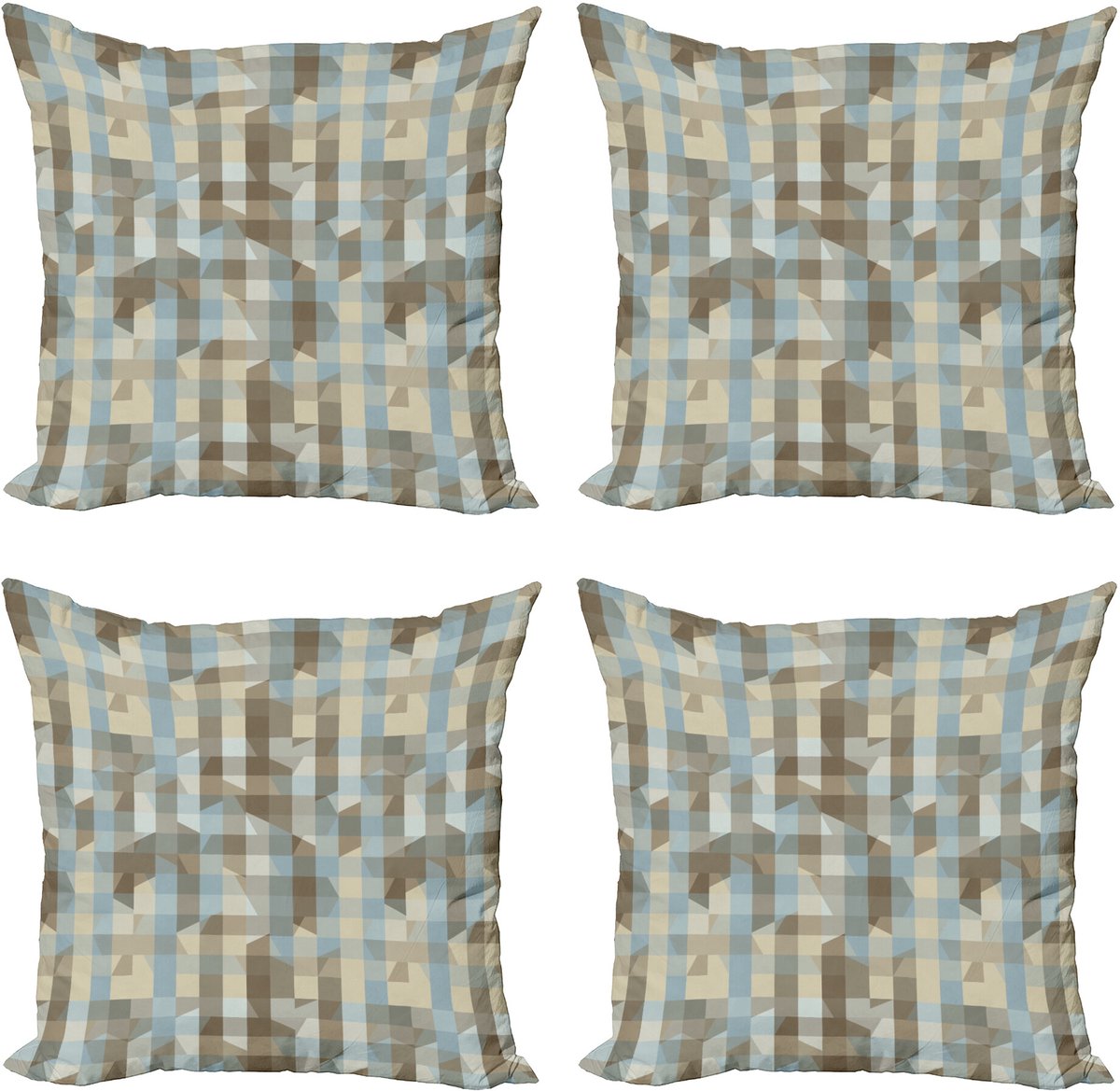 ABAKUHAUS Geometrisch Sierkussen Kussenhoes 4er Set, Zacht-Vertikal-Linie Ontwerp, Modern Accent Dubbelzijdige Digitale Print, 60 x 60 cm, Lichtbruin Crème Lichtblauw