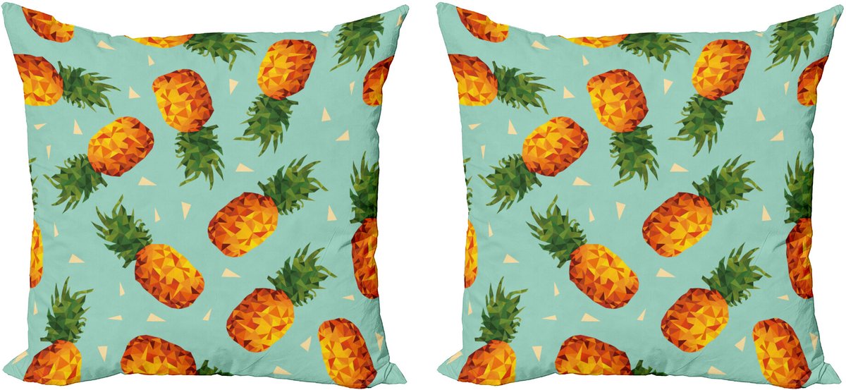 ABAKUHAUS Polyart Sierkussenhoes Set van 2, Vintage Strand-Zomer, Modern Accent Dubbelzijdige Digitale Print, 40x40, Olivgrün Zeegroen