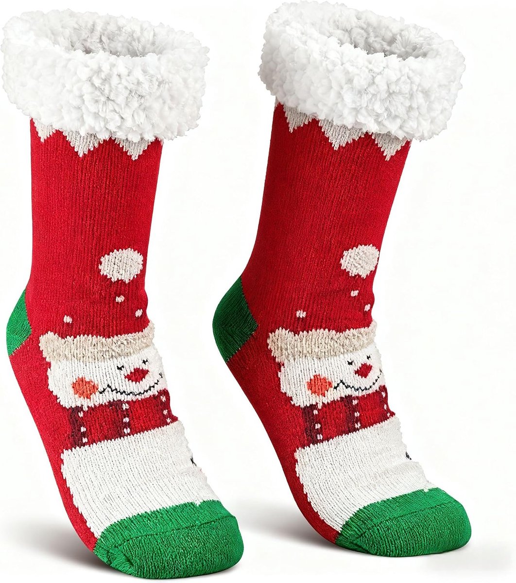antislip kerstsokken, warme damessokken met kerstdecoratie, kerstsokken voor dames, comfortabele huissokken voor winter en Kerstmis, kerstkous vulling voor tieners en meisjes
