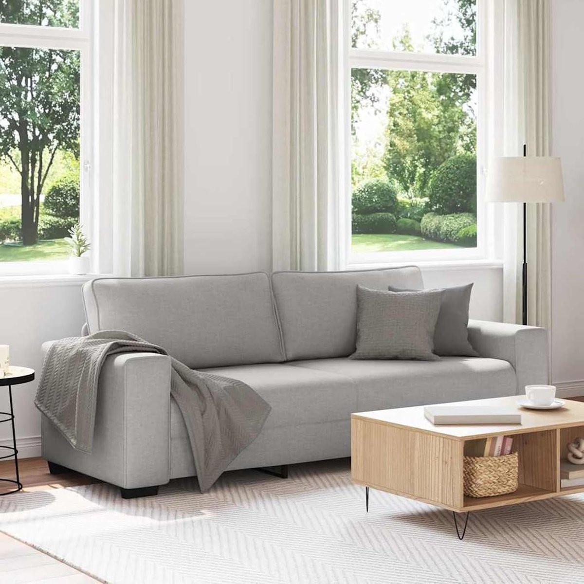 3-zitsbank, wolkengrijs, 180 cm, stof, gestoffeerde bank, zitgroep voor woonkamer, appartement, kantoor, logeerkamer, 4105184