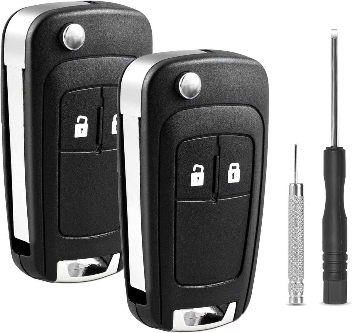 2 stuks sleutelbehuizing met 2 toetsen voor Opel/Vauxhall, vervangende autosleutelbehuizing compatibel met Opel Adam, Astra, Insignia, Corsa, Mokka, Meriva, Zafira, Karl, Cascada Pilot sleutel