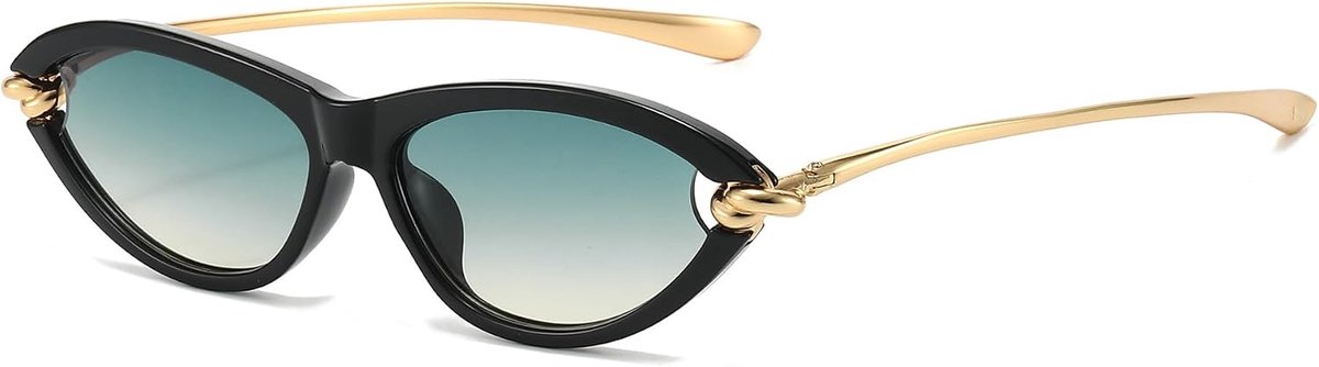Kattenoog zonnebril voor dames, uniek design metalen tempel cateye-bril