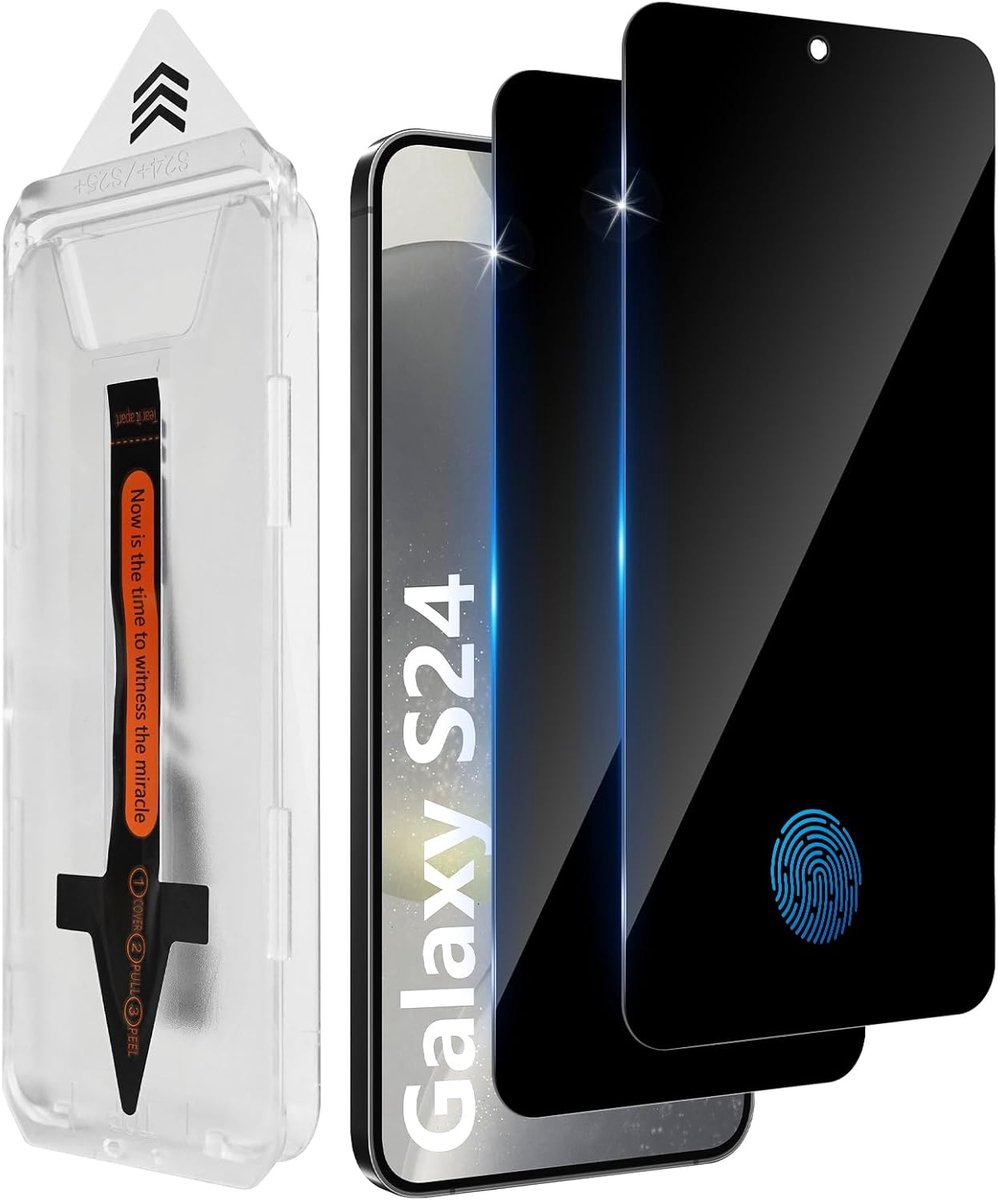 Privacyfolie voor Samsung Galaxy S24 5G, voor pantserglas, 2 stuks, [auto-installatie], anti-spyfolie, privacybeschermingsglas, extreem krasbestendig, 9H-folie, snelle installatie