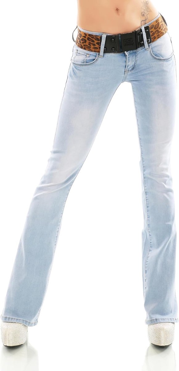 Jeans broek slagbroek denim stretch riem XS-XL