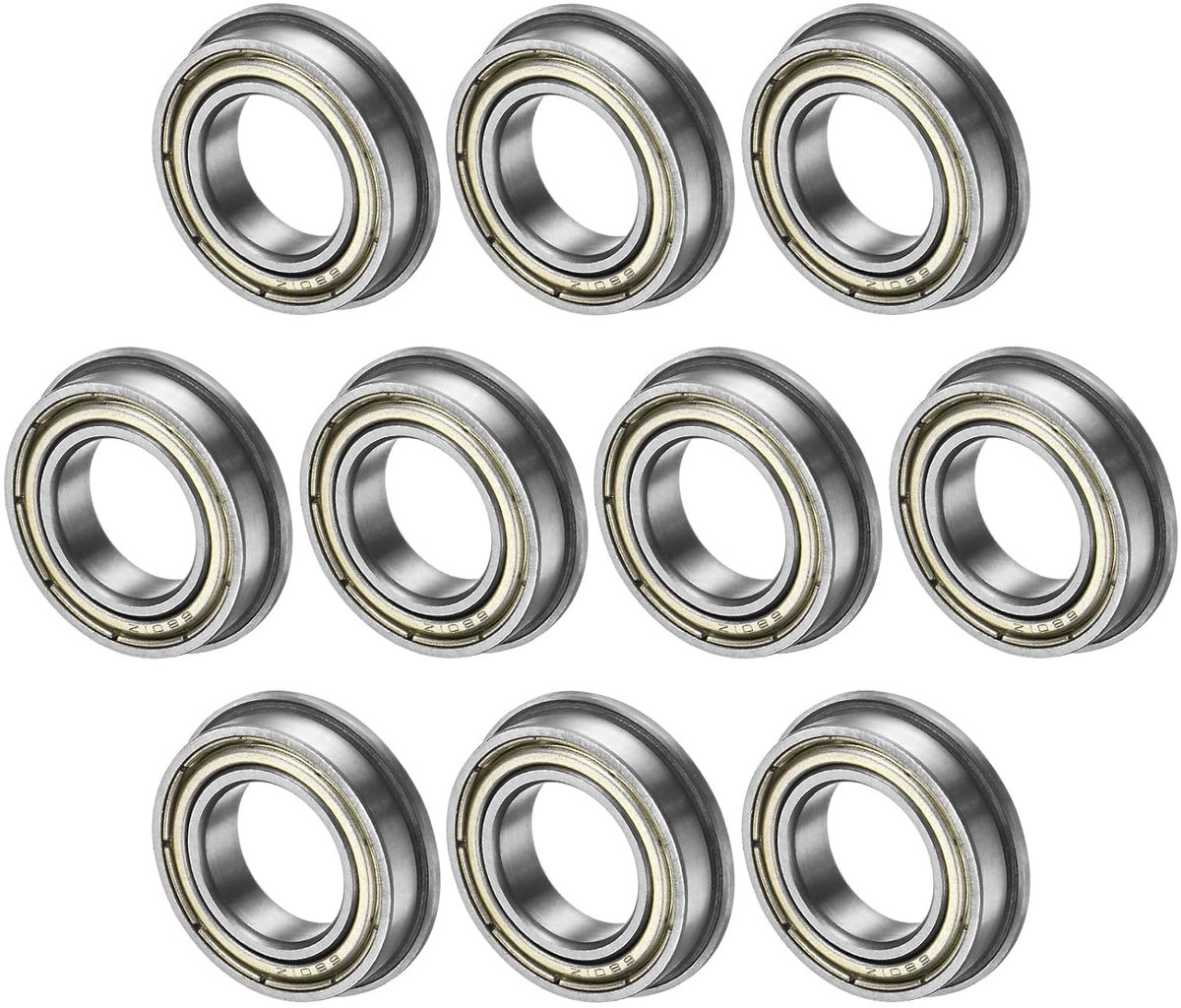F6801ZZ F6801ZZ flenskogellagers 12 x 21 x 5 mm dubbel metalen afgedicht chroomstaal (GCr15) flenslagers voor kruiwagens/printers/faxapparaten/elektrisch gereedschap, 10 stuks