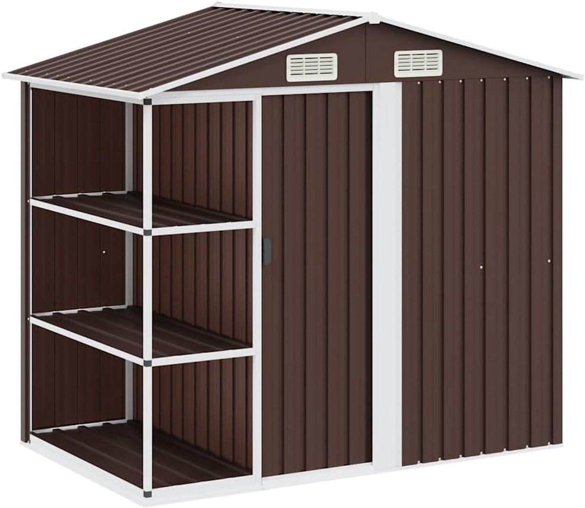 Tuinhuis met plank bruin 205x130x183 cm ijzer