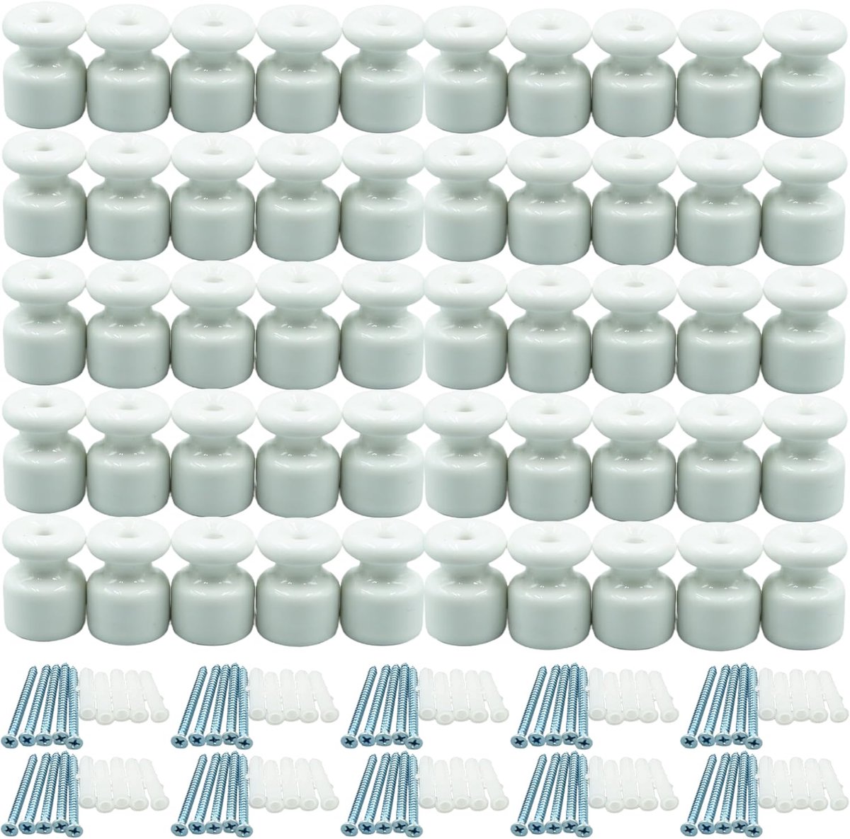 50 stuks porseleinen isolatoren voor installatie met gevlochten textielkabel diameter 20 mm