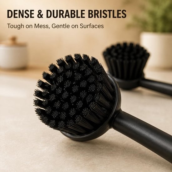 3 stuks afwasborstel met ergonomische handgreep, platte borstel — afbeelding 3