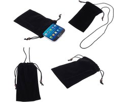 Cover met ketting en lus sluiting Zachte stoffen flanellen draagtas voor Reliance Orbic Fun+ 4G (2023) - Zwart