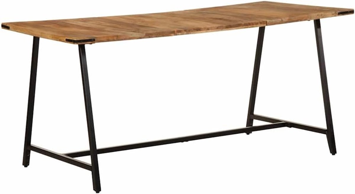 Houten eettafel, Mango, 160 x 80 x 75 cm, met ijzeren frame voor stabiliteit en duurzaamheid, robuust tafelblad van tropisch hardhout, unieke houtnerf
