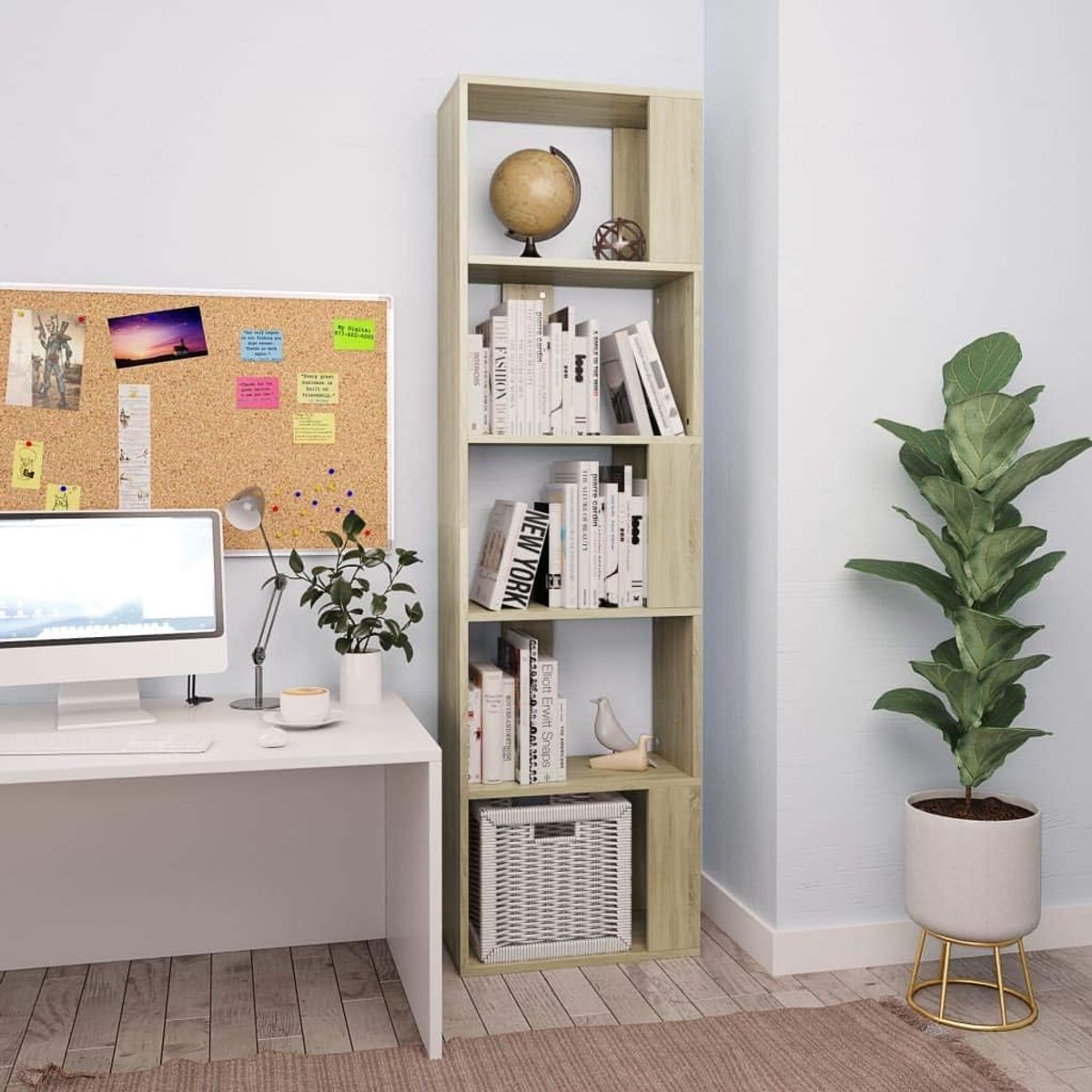 Boekenkast/ruimteverdeler Sonoma-eiken ruimteverdeler boekenrek staand rek archiefkast staand rek opslag rek 45 x 24 x 159 cm (B x D x H) spaanplaat