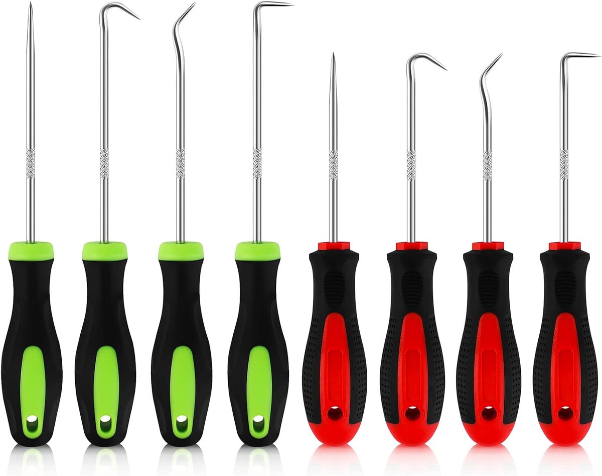 8 stuks universele naaldenhaken, schraperset, O-ring, afdichting, demontagegereedschap, olieafdichting, demontagehaak, gereedschap voor auto