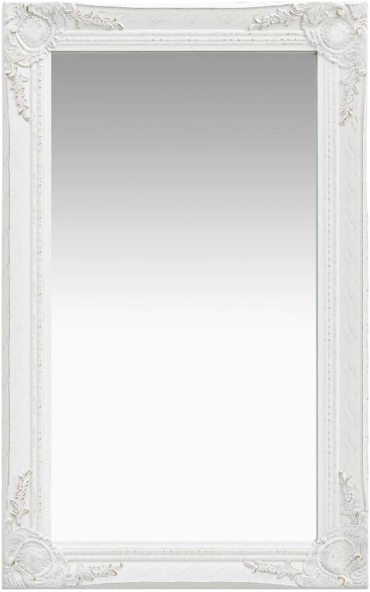 Wandspiegel badkamerspiegel gangspiegel deurspiegel spiegel barok decoratieve spiegel met montagehaken, wit rechthoekig 50 x 80 cm