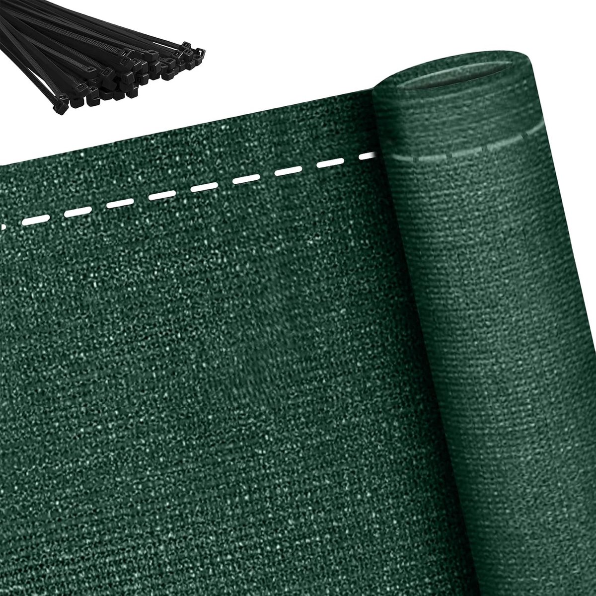 10m Donkergroen HDPE Privacy Screen Balkon Hekscherm Schaduw Net Balkonafdekking Bescherming tegen de zon Netwerk van het Tennisscherm Windschermdoek met Kabelbinder (Hoogte 1.8m)