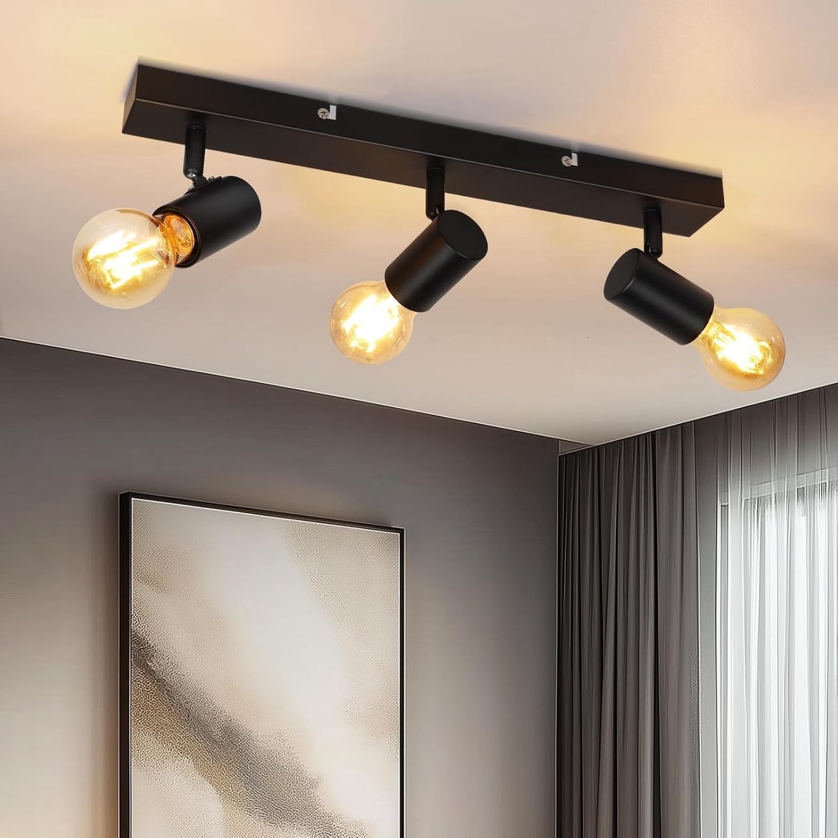 Retro Inbouwspot met 3 Draaibare E27 Fittingen - Zwart Design voor Woonkamer, Keuken en Hal - Max 60W - Eenvoudige Installatie en Stijlvolle Verlichting
